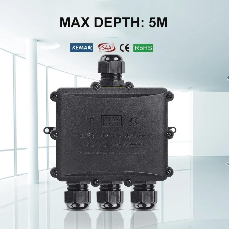4Way 1In3Out IP68 Waterproof 4 - Outdoor Power Cable Junction Box ulasan dan harga