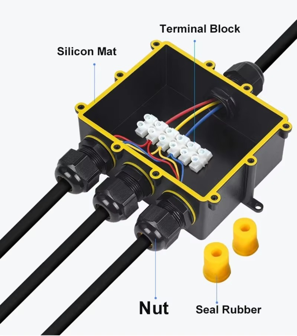 4Way 1In3Out IP68 Waterproof 4 - Outdoor Power Cable Junction Box ulasan dan harga