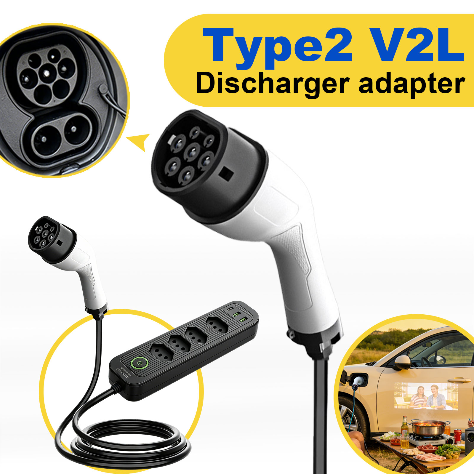 Type2 V2L Discharge Adapter 16 - Outdoor Power Module ulasan dan harga