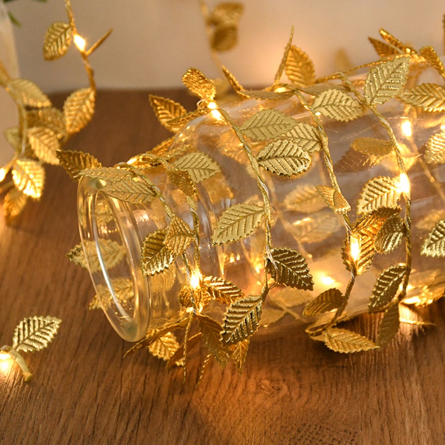Golden Leaf Rattan Copper Wire - Outdoor Power For Christmas Lights ulasan dan harga