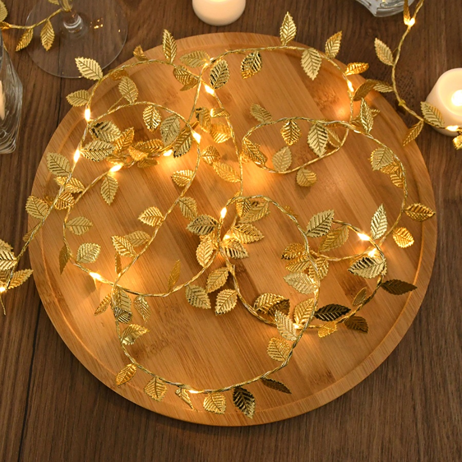 Golden Leaf Rattan Copper Wire - Outdoor Power For Christmas Lights ulasan dan harga