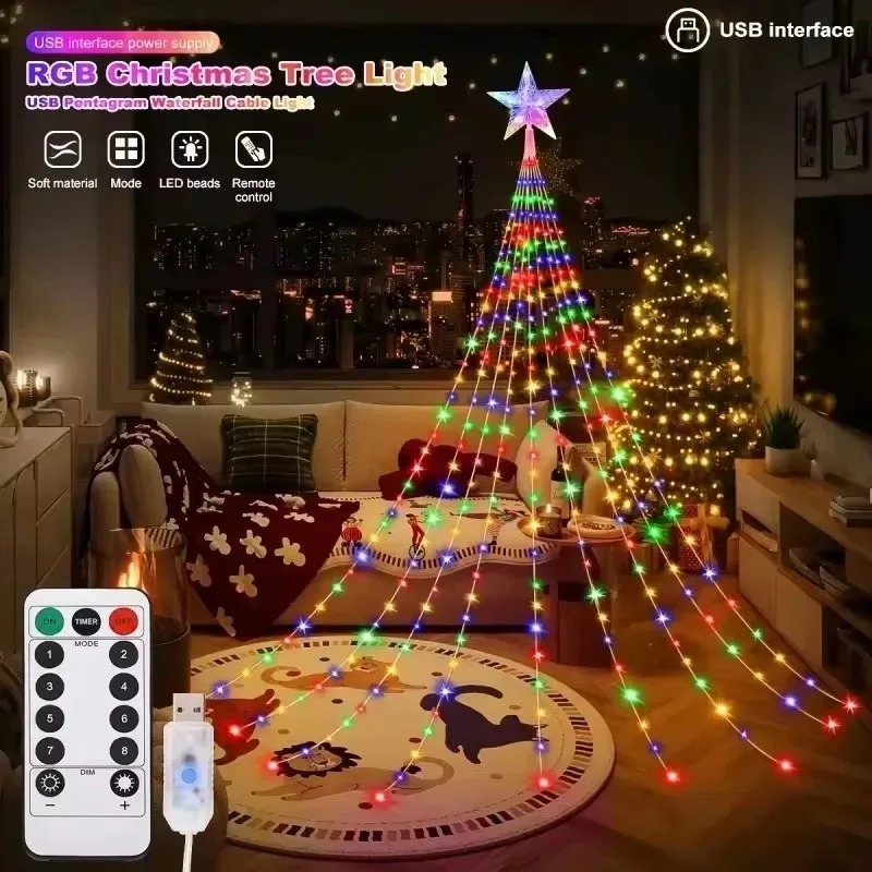 USB Powered Star Waterfall LED - Outdoor Power For Christmas Lights ulasan dan harga