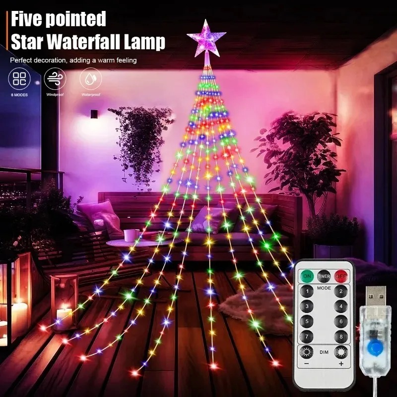 USB Powered Star Waterfall LED - Outdoor Power For Christmas Lights ulasan dan harga