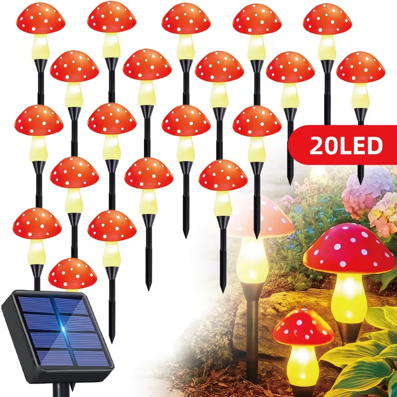 Solar-Powered LED Mushroom Lig - Outdoor Power For Christmas Lights ulasan dan harga