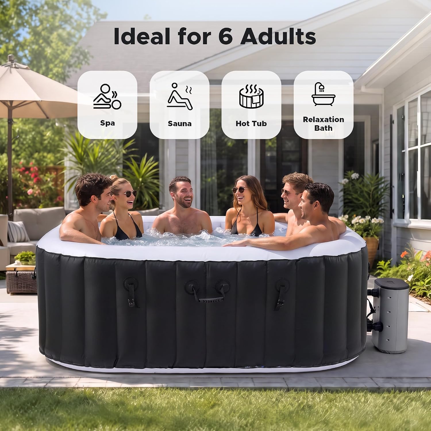 6.5ft Inflatable Hot Tub, 6-Pe - Outdoor Power For Hot Tub ulasan dan harga